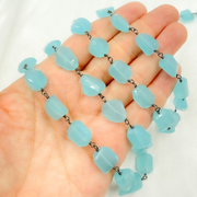 Blue Chalcedony Organic Shape Oxidized Wire Chain